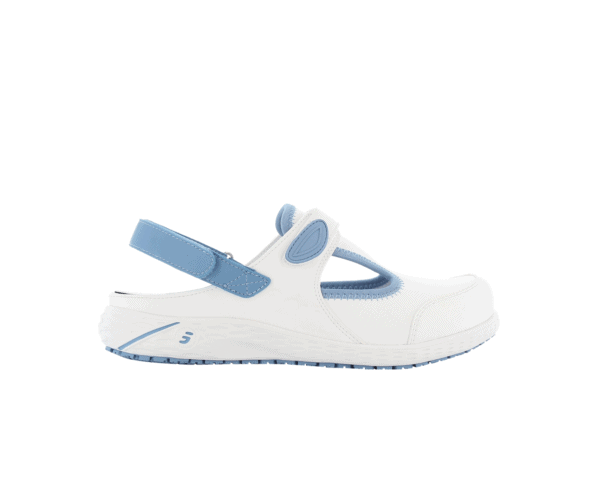 Carly Theatre Nurse Shoe in white with blue