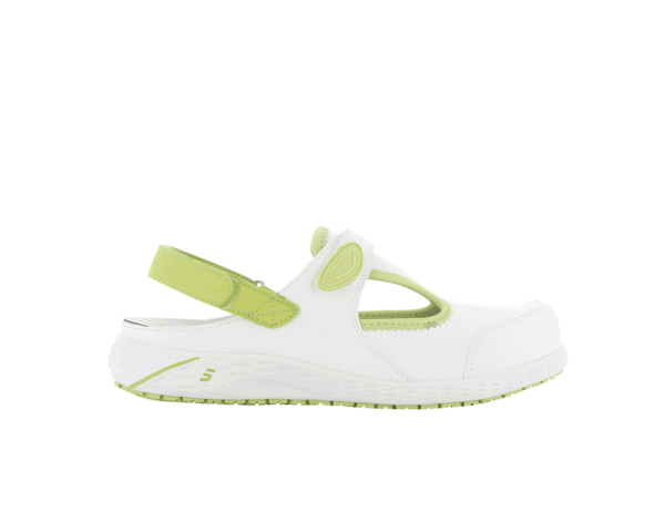 Carly Theatre Nurse Shoe in white with green