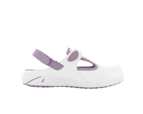 Carly Theatre Nurse Shoe in white with lilac