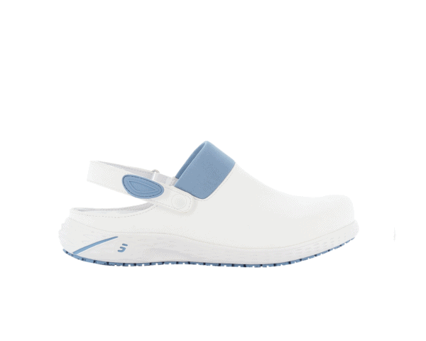 Dany Clogs for Nurses in white with light blue