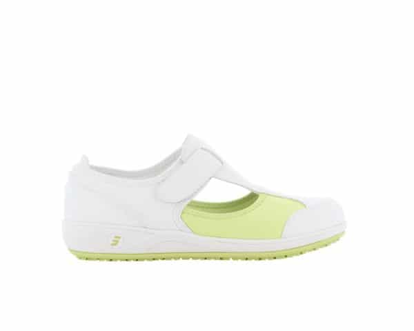 Camille Nurse Shoes in white with light green