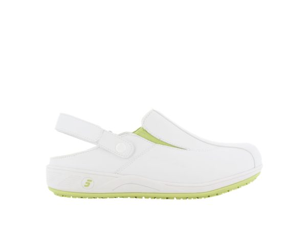 Carinne Nurses Clog in White with Light Green