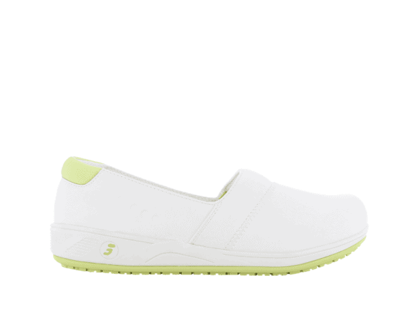Sophie Slip-on Shoes for Nurses in White with Green