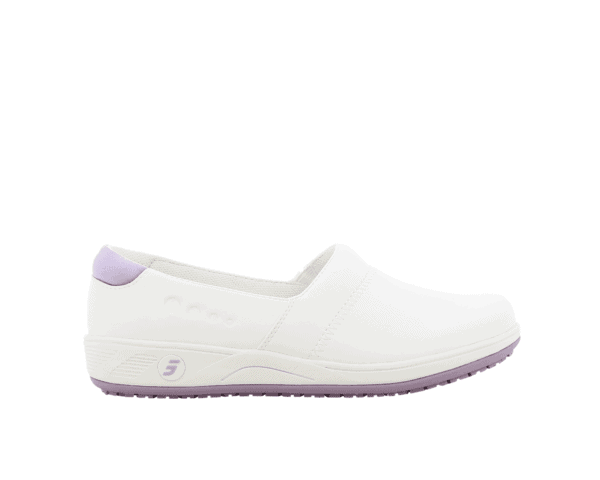 Sophie Slip-on Shoes for Nurses in White with Lilac