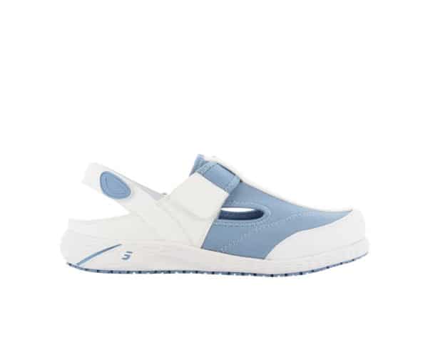 Aliza Shoes for Nurses with Sore Feet in white with Light Blue
