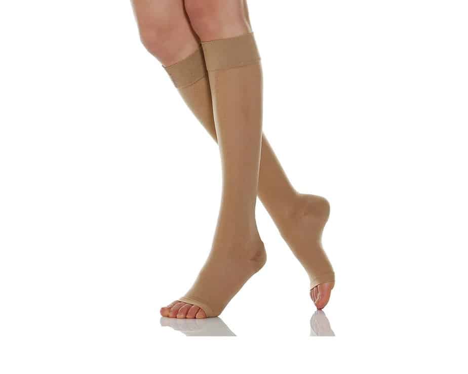 1 Pair Wukang Knee High Graduated Compression Stockings 20-30 mmhg Open Toe  Compression Socks for Women and Men